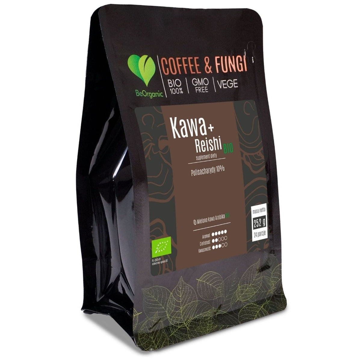 BeOrganic Ground Arabica Coffee + Reishi BIO - 252 g
