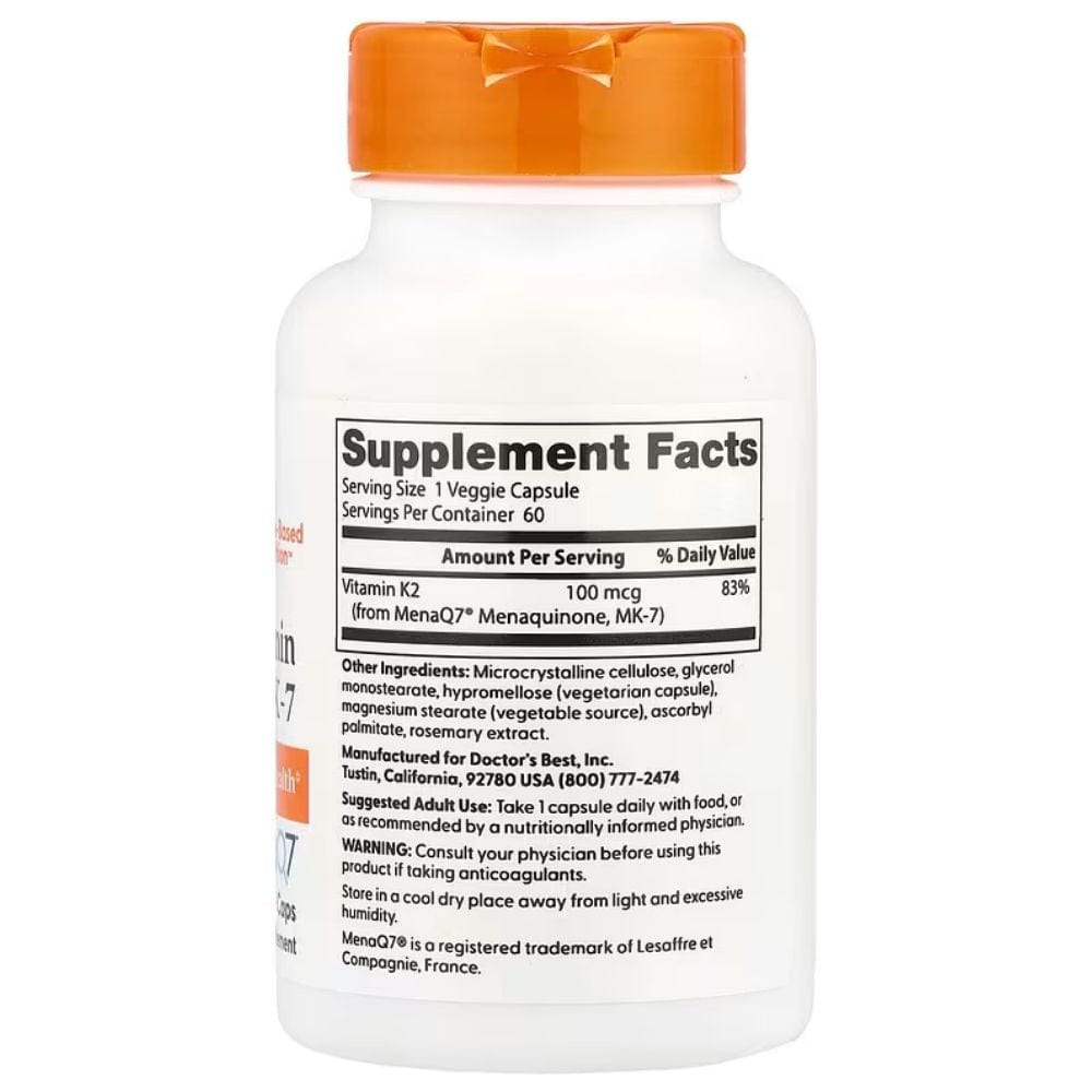 Doctor's Best Natural Vitamin K2 MK-7 with MenaQ7 100 mcg - 60 Capsules
