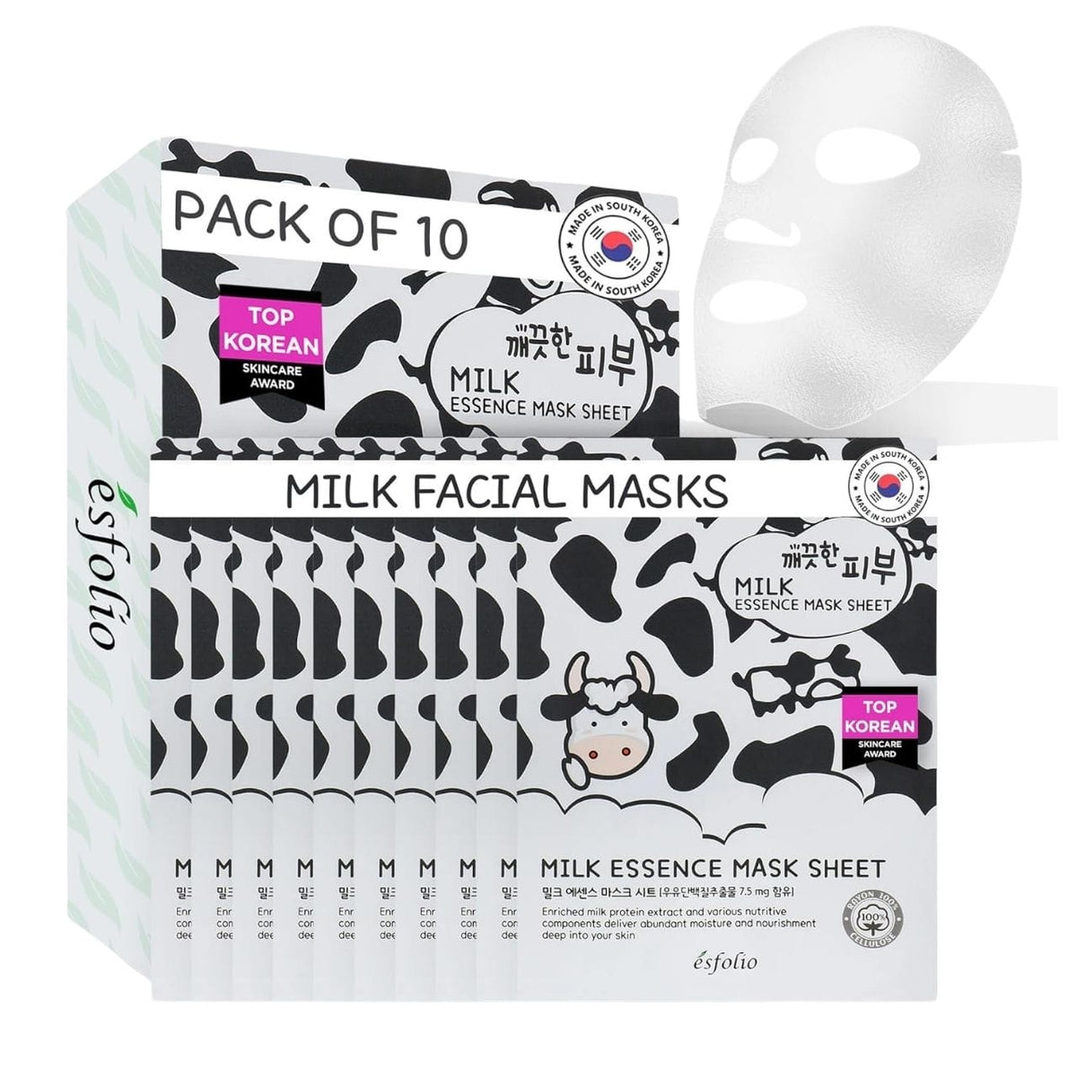 Esfolio Pure Skin Milk Essence Mask Sheet - 10 Sheets