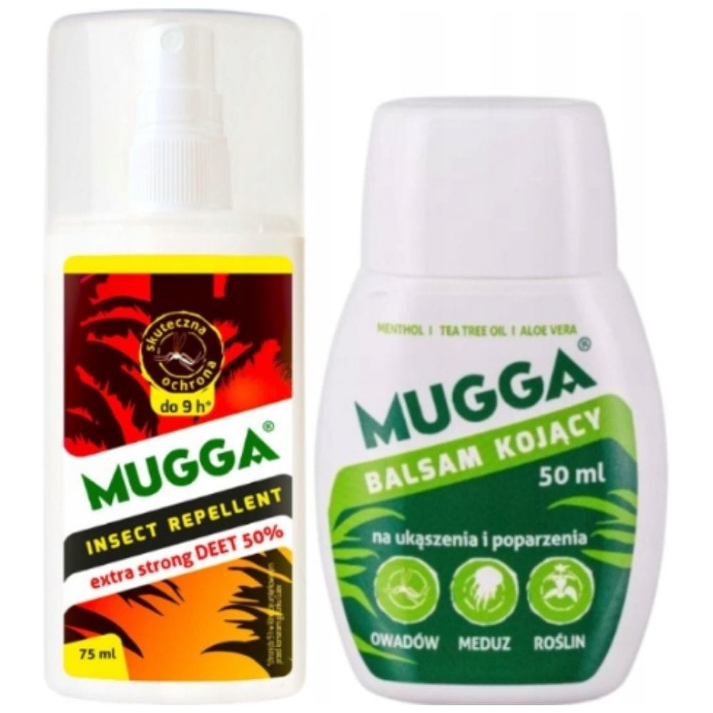 Mugga Extra Strong 50% DEET Spray Set + Soothing Bite Relief Balm