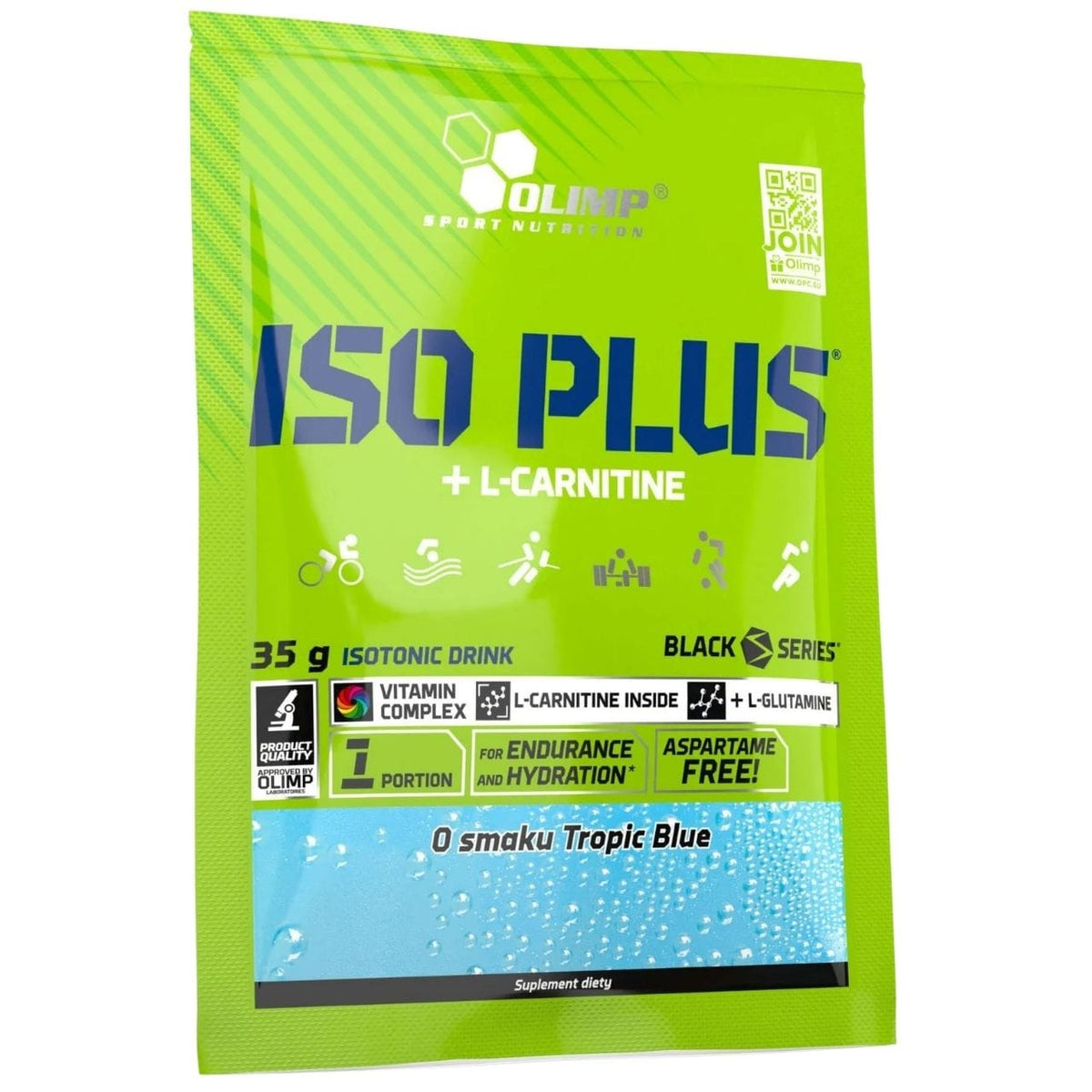 Olimp Iso Plus Isotonic with L- Carnitine Powder, Tropical Blue – 35 g