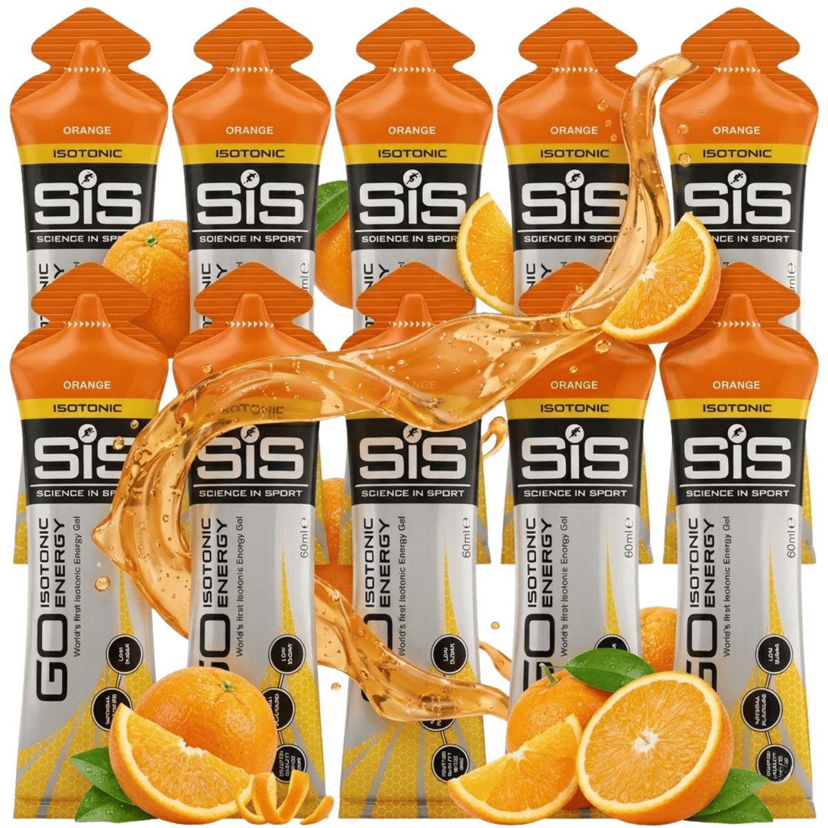 SIS GO Isotonic Energy, Orange - 60 ml x 10 pieces
