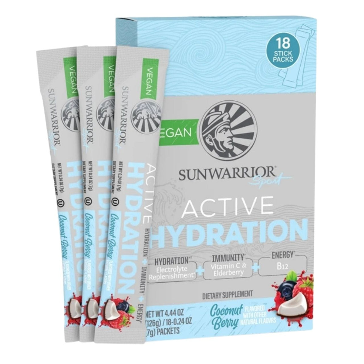 Sunwarrior Warrior Active Hydration Electrolytes, Coconut-Blueberry – 18 Sachets