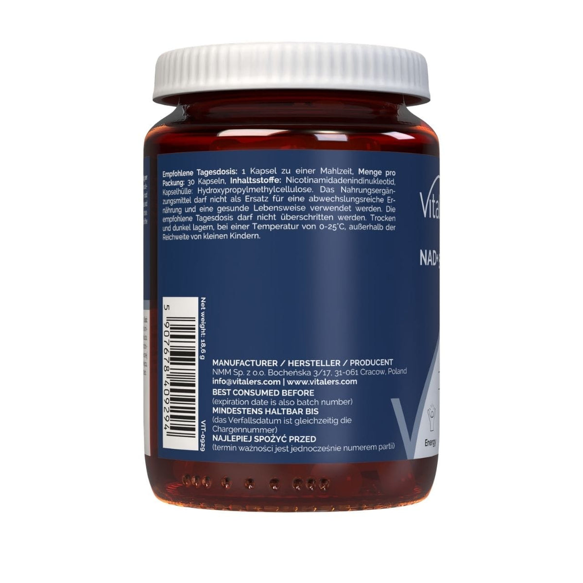 Vitaler’s NAD+ 500 mg – 30 Capsules