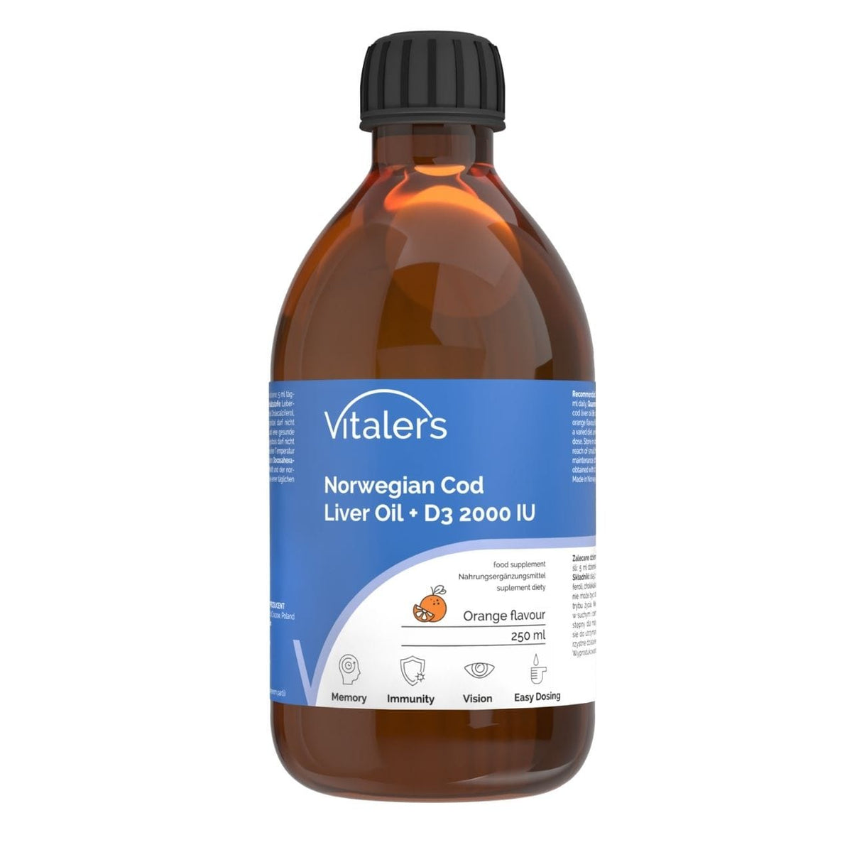 Vitaler's Norwegian Cod Liver Oil Omega-3 D3, Orange - 250 ml