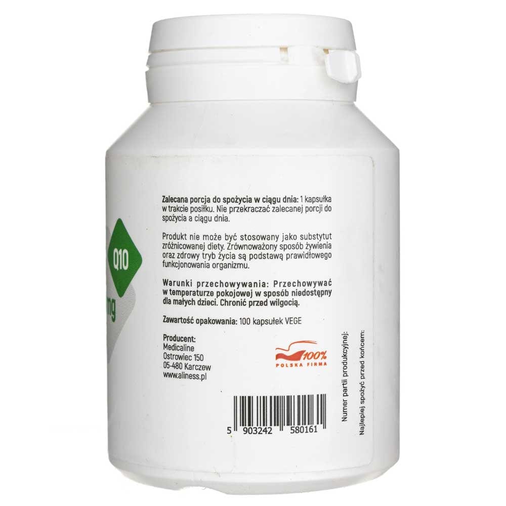 Aliness UbiquinoN natural coenzyme Q10 - 100 Veg Capsules