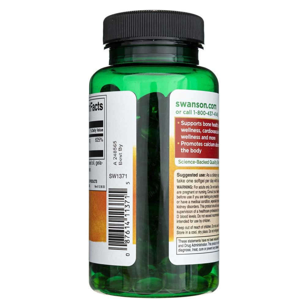 Swanson Vitamin D3 5000 IU (125 mcg) - 250 Softgels