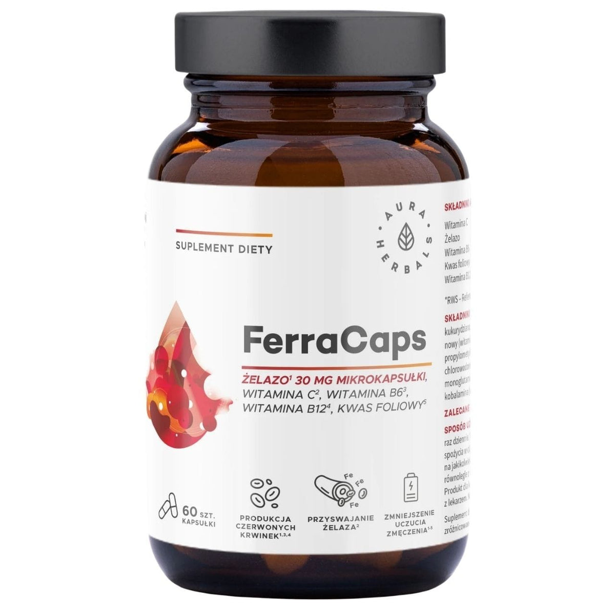 Aura Herbals FerraCaps Iron 30 mg - 60 Capsules