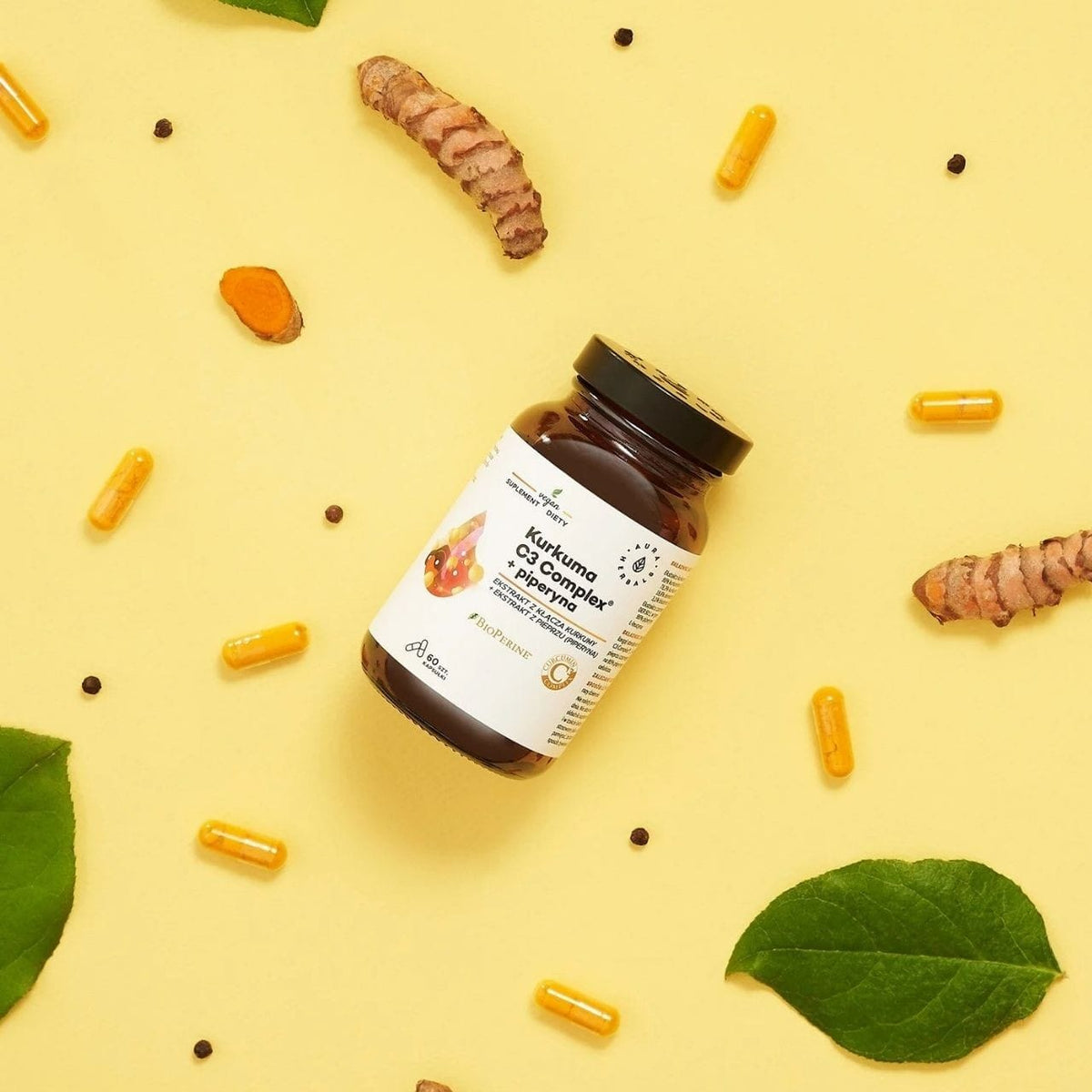 Aura Herbals Turmeric 500 mg C3 Complex + Piperine - 60 Capsules