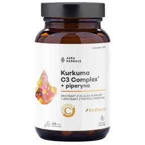 Aura Herbals Turmeric 500 mg C3 Complex + Piperine - 60 Capsules