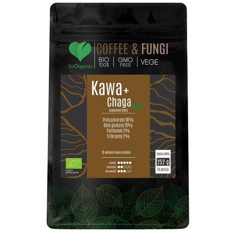 BeOrganic Ground Arabica Coffee + Chaga BIO - 252 g