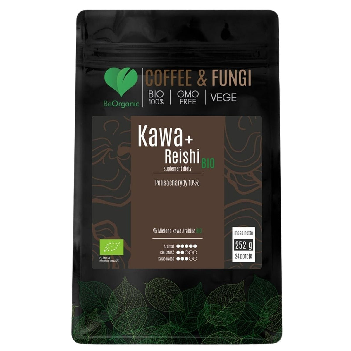 BeOrganic Ground Arabica Coffee + Reishi BIO - 252 g