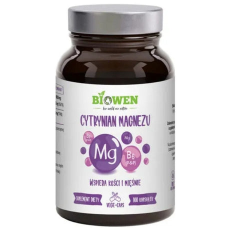 Biowen Magnesium Citrate 825 mg with Vitamin B6 (P-5-P) - 100 Capsules