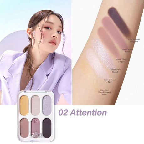 Laka Forever 6 Eyeshadow Palette, Shade 02 Attention - 7 g