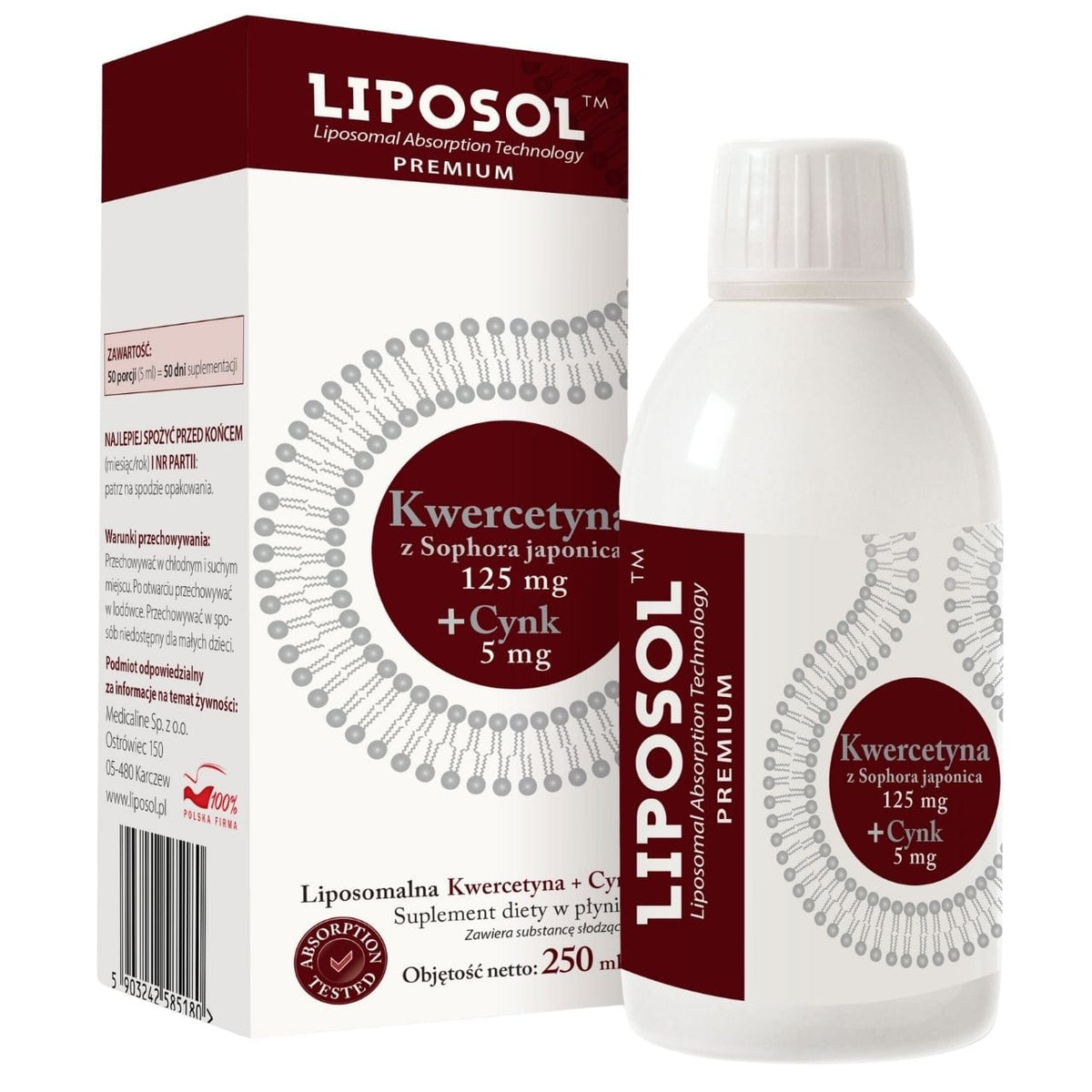 Liposol Liposomal Quercetin 125 mg + Zinc 5 mg – 250 ml
