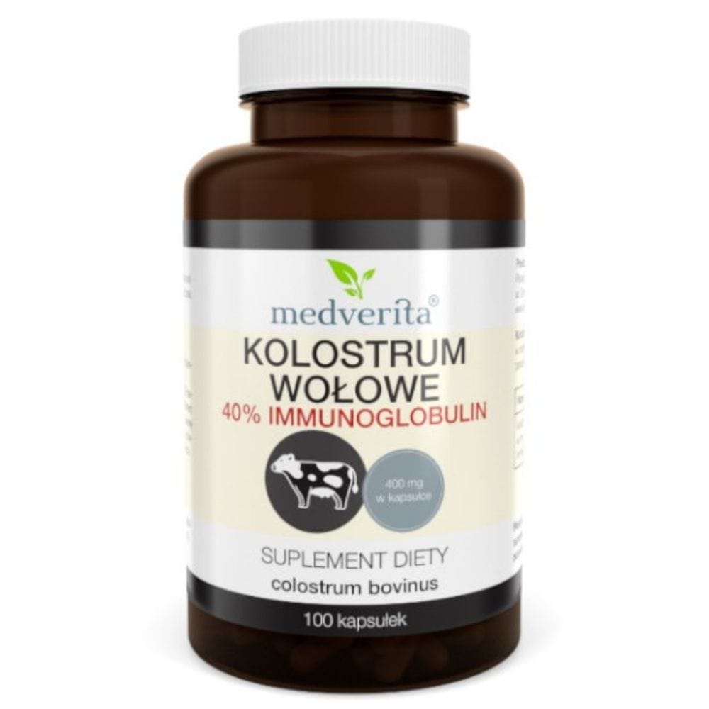 Medverita Beef Colostrum 400 mg, 40% Immunoglobulin - 100 Capsules