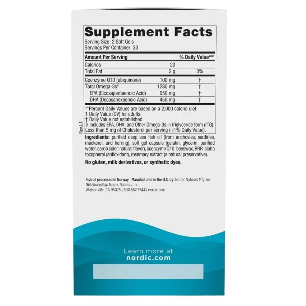 Nordic Naturals Ultimate Omega + CoQ10, Lemon - 120 Capsules