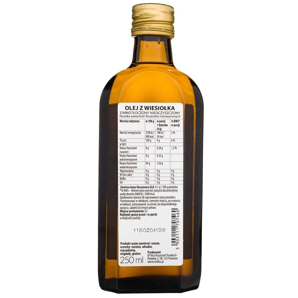 Olvita Cold-Pressed Evening Primrose Oil Unpurified - 250 ml