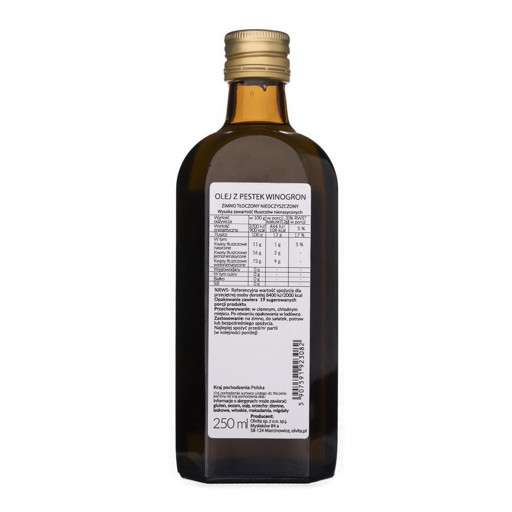 Olvita Cold-Pressed Grape Seed Oil Unpurified - 250 ml