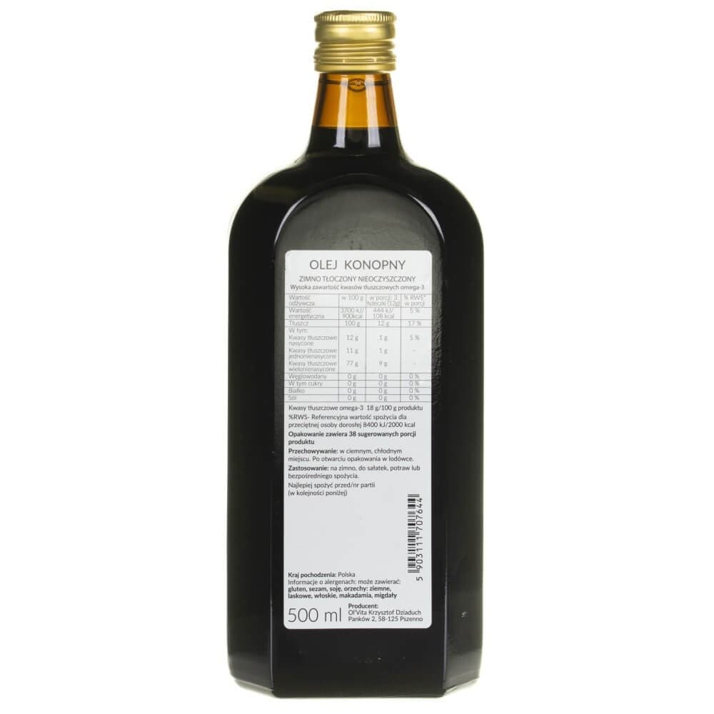 Olvita Cold-Pressed Hemp Oil Unpurified - 500 ml