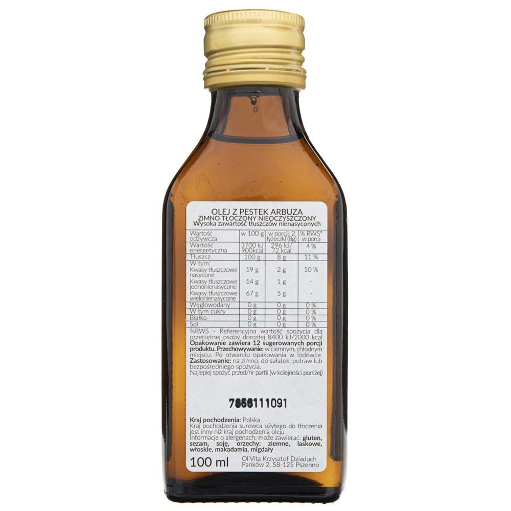 Olvita Watermelon Seed Oil Cold Pressed Unpurified - 100 ml