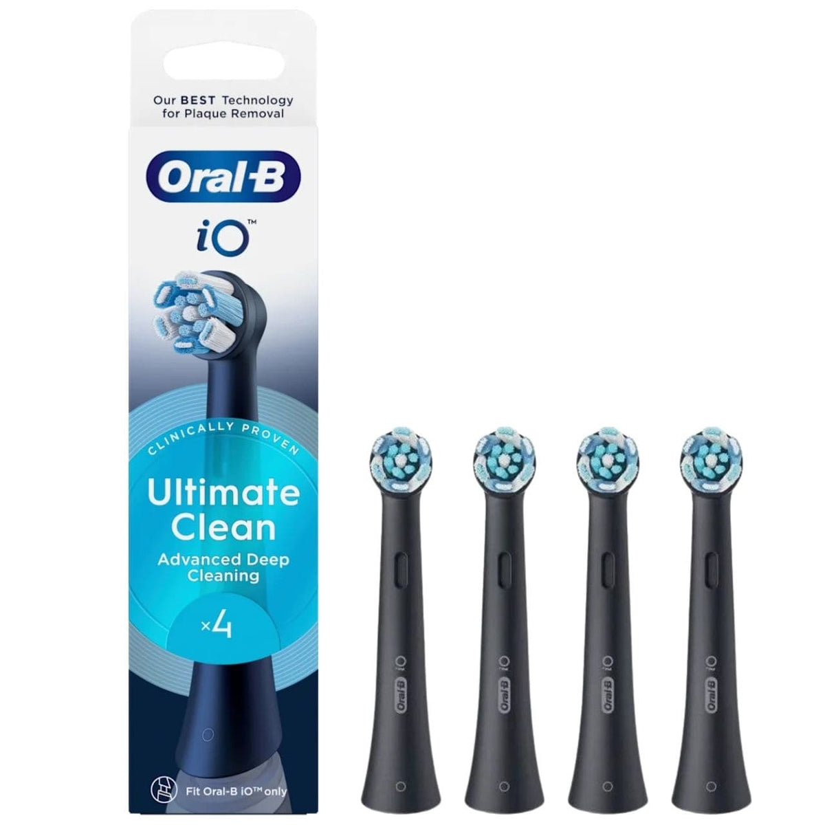Oral-B Heads iO Ultimate Clean Electric Toothbrush Heads, Black - 4 Pieces