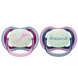 Philips Avent Ultra Air Nighttime Pacifier, 6-18 Months, Girl - 2 Pieces