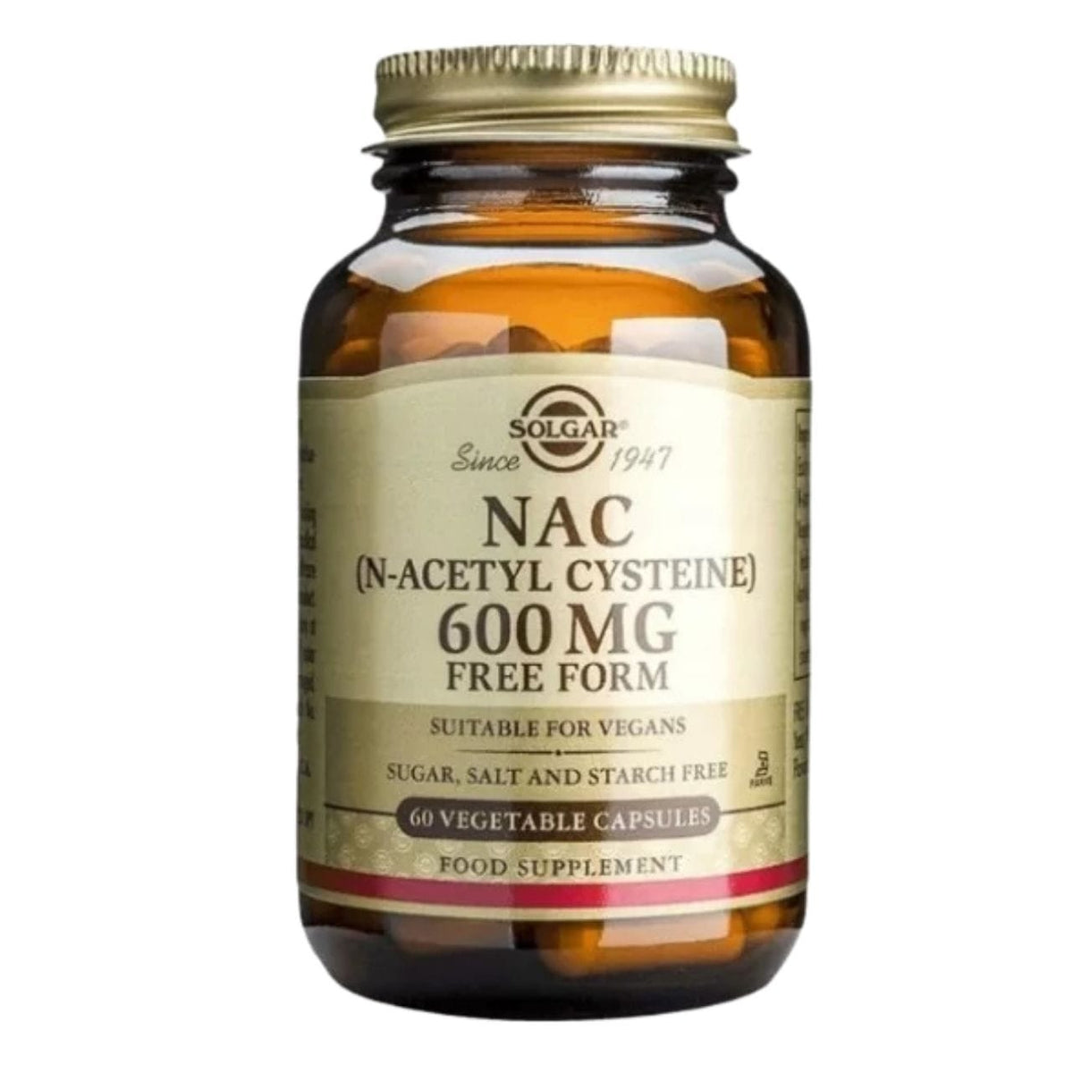 Solgar NAC N-Acetyl Cysteine 600 mg - 60 Vegetable Capsules