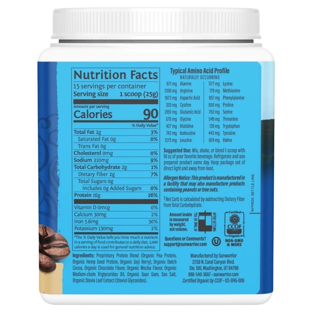 Sunwarrior Warrior Blend Protein, Plant Protein, Mocha - 375 g
