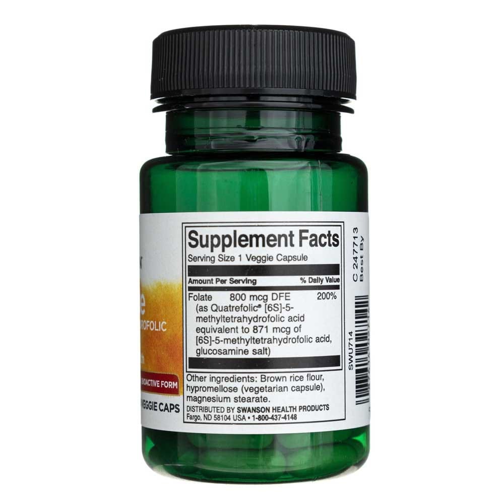 Swanson Folic Acid (Quatrefolic®) - 30 Veggie Capsules