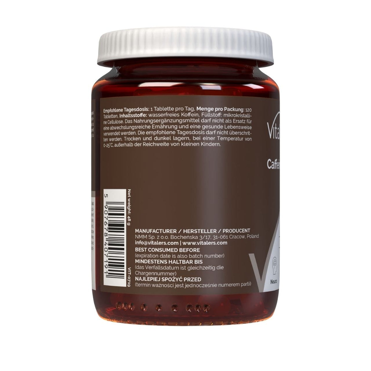 Vitaler's Caffeine 200 mg - 120 Tablets