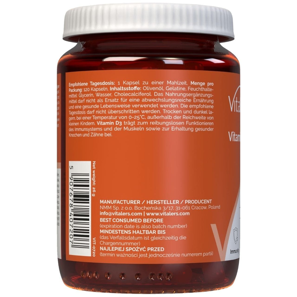 Vitaler's Vitamin D3 4000 IU - 120 Capsules